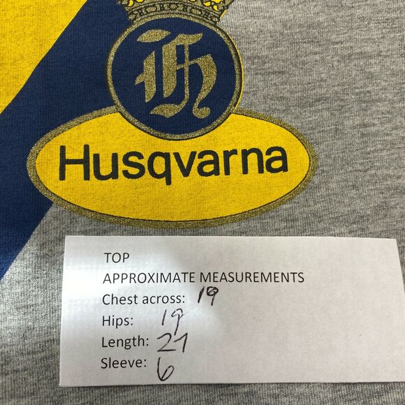 Husqvarna T-Shirt Girls Large Motorcycle Moto Short Sleeve Gray Stripe Top New - Picture 5 of 9
